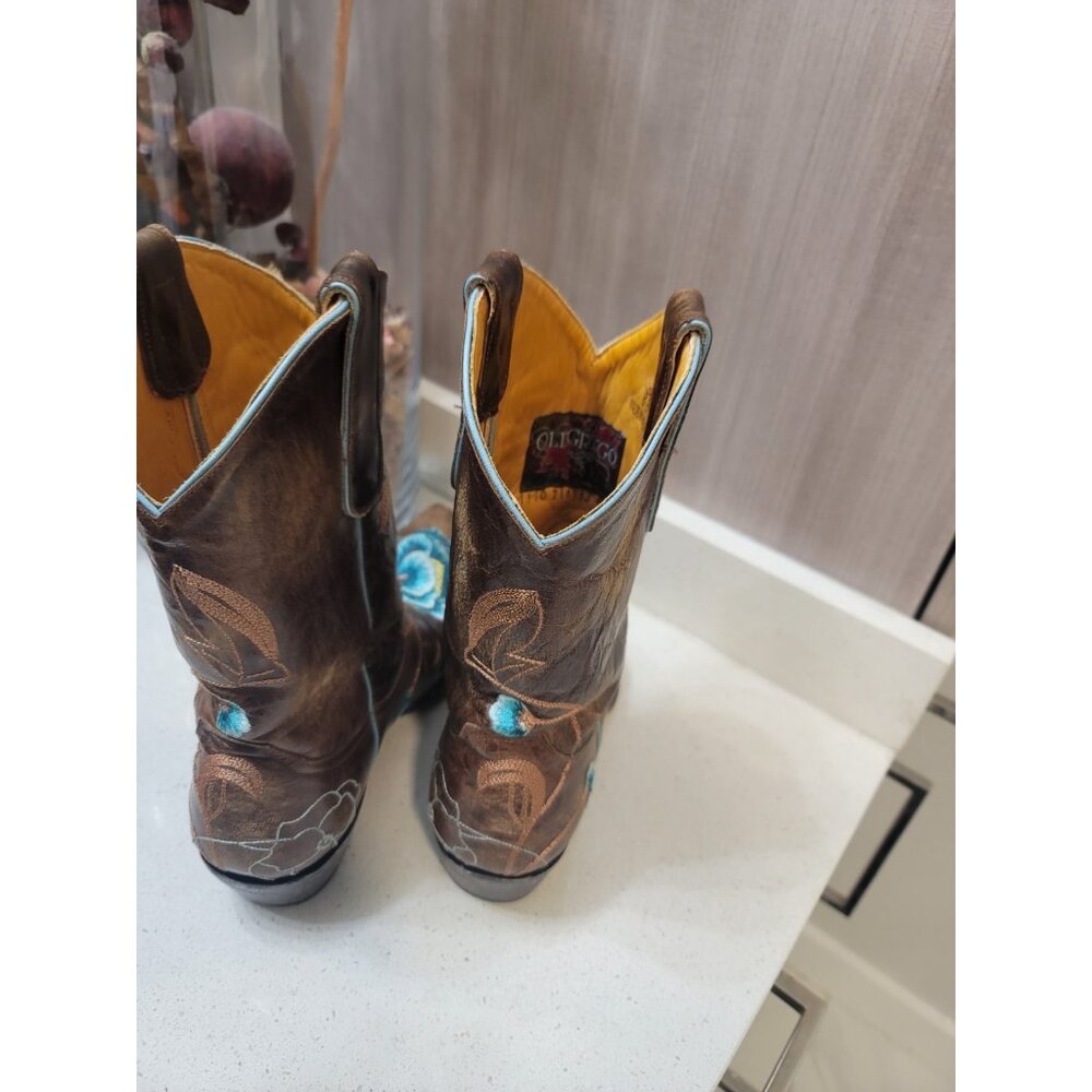 Old Gringo Floral Brown Rare Womens Size 8 B Cowgirl Boots - Picture 3 of 9